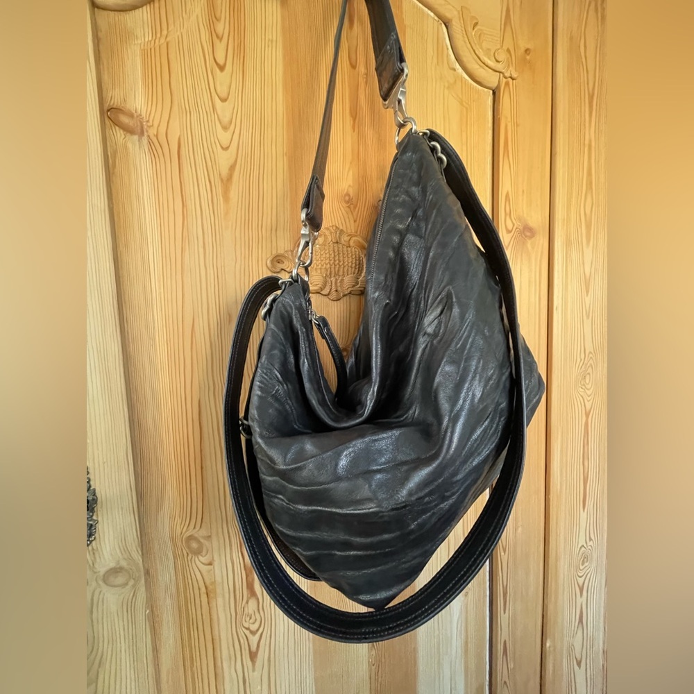 Milano Black Lambskin Rough & Tumble LG Duffel Convertible Bag + Elevation Strap